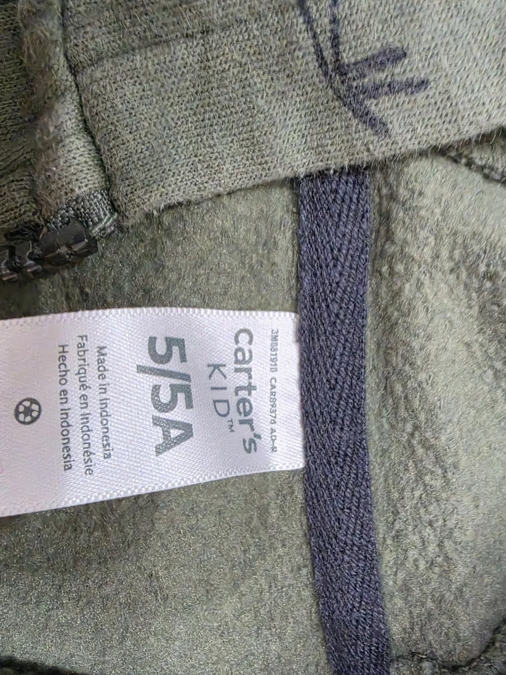 Carter's Olive Green Dinosaur Zip Hoodie